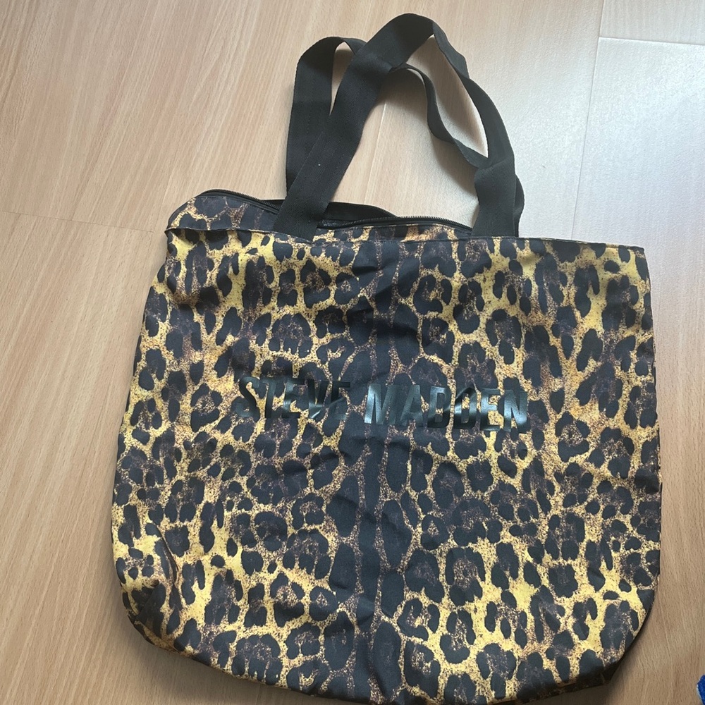 Steve Madden Animal Print Tote with Black Straps